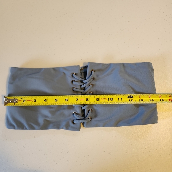 Pilyq Anthropologie Sky Blue Lace Up Bandeau Bikini Top D Cup Swim Swimsuit New - Picture 5 of 7